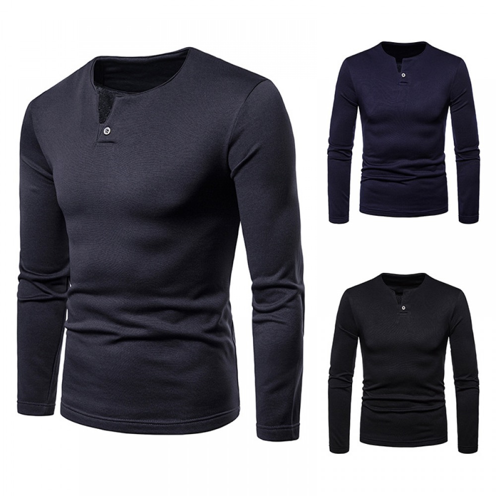 Men's Plus Size Plus Velvet Warm Long-Sleeved T-Shirt Base Shirt